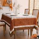 Romanstile Fall Square Tablecloth 54 x 54 Inch, Thanksgiving Autumn Harvest Maple Table Cloth, Stain Resistant Washable Table Cover for Dining, Party, Holiday Decor - Orange and Beige