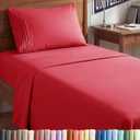 Twin XL Size 3 Piece Sheet Set - Comfy Breathable & Cooling Sheets - Hotel Luxury Bed Sheets for Women & Men - Deep Pockets, Easy-Fit, Extra Soft and Wrinkle Free Sheets - Red Oeko-Tex Bed Sheet Set