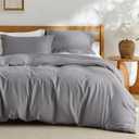 Bedsure Duvet Cover King Size - Soft Double Brushed Bedding Set for Kids & Adults, Zipper Closure, 3 Pieces, Includes 1 Duvet Cover (104"x90") & 2 Pillow Shams, NO Comforter, Grey (King (104" x 90"), 01 - Grey)