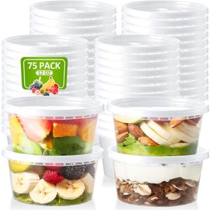 75 Sets 12oz Deli-Containers-with-Lids-Airtight-Plastic-Food-Storage-Containers-with-Lids-Soup-Slime-Overnight-Oat-To-Go-Containers (12 oz (75 Sets))