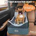 JOEJOY Elevated Dog Car Seat for Small/Medium Dogs up to 35 lbs, Memory Foam Booster Seat with Detachable Washable Cover, Travel-Safe Car Bed with Safety Belts & Storage Pockets, Grey