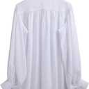 GRACEART Pirate Shirt Men Vampire Renaissance Shirts Victorian Ruffled Medieval Costume Cotton Linen Shirt (White, XS)