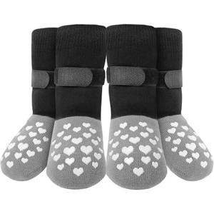 MBTWZ Non-Slip Dog Socks Prevent Licking Paws,Grippy Socks for Senior Dog Walk on Hardwood Floor,Paw Protectors,Black 2 Pairs,S