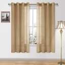DWCN Taupe Sheer Curtains for Living Room Bedroom - Faux Linen Look Voile Drapes Grommet Top Window Curtain Panel 52 x 63 Inch Length, Set of 2 Panels