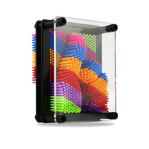 3D Pin Art Toy - Plastic Pin Board for Kids, 3D Pin Impression Sculpture Needle Toys, 3.75 X 5 inches (Rainbow)