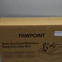 Stainless Steel Cat Litter Box with Enclosure, Large Litter Box for Cats and Kittens, Smooth Easy Clean Interior, Durable Metal Design with Cover, Litter Shovel, Pad and Footboard Included (Black)