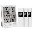 Geevon Indoor Outdoor Thermometer Wireless with 3 Remote Sensors, Digital Hygrometer Indoor Thermometer, Temperature Humidity Monitor Gauge with 200FT/60M Range (White)