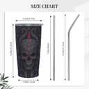 Worltoldb Camo 20oz Insulated Stainless Steel Tumbler With Lids And Straws Stainless Steel Double Wall Vacuum Insulated Travel Coffee Mug Leak-Proof Lid For Hot And Cold Drinks (Skull Fire) (EXP 09/30/26)