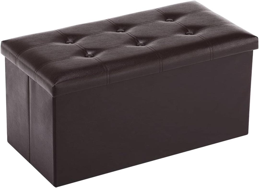 Youdesure Folding Storage Ottoman Bench, Faux Leather Footrest Couch for Living Room, 30 inch Storage Bench with Padded Seat for Bedroom Hallway, Holds up to 350lbs, 15"D x 30"W x 15"H