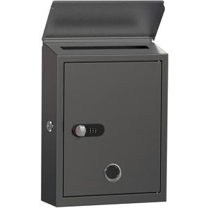 Mailbox with Combination & Key Unlock, Metal Mail Boxes Suggestion Box Wall Mount, Business Key Drop Box, Locking Post Box for House, Weatherproof, Large Capacity 14x4x10in,Black