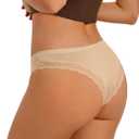 REORIA Womens Cotton Underwear Lace Hipster Panties Low rise Briefs 4 Pack (S)