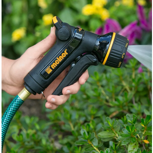 Melnor XT Metal Garden Hose Nozzle; Front Trigger with Flow Control; 8 Watering Patterns; 100% Metal Body with Fully Rubberized Slip Resistant Grip