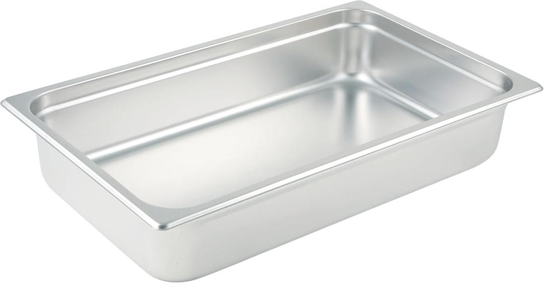 Winco Anti-Jamming Steam Pan, Full-Size x 4-Inch,Stainless Steel,Medium, 4" Deep