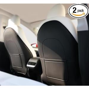 2Pcs for Tesla Model 3/Y 2017-2026 Juniper/Highland(Not for Standard), Leather Seat Back Kick Protectors Accessories, Kids Mats Waterproof Pet Covers