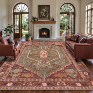 Ciicool 6x9ft Area Rug, Large Washable Throw Rug Vintage Kitchen Carpet for Entrance Bedroom Bedside Living Room Kitchen Laundry Bathroom Decor