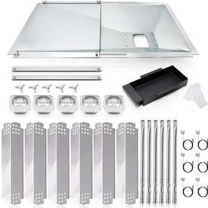 Hiorucet Grill Grease Tray Replacement Parts for Nexgrill 720-0896B, 720-0925, 720-0882A, 720-0896, 720-0925P, Adjustable Gas Grill Drip Pan, Heat Plate Shield, Burner, Igniters for Nexgrill 6 Burner.