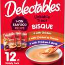 Delectables Bisque Non-Seafood Lickable Wet Cat Treats, Variety Pack, 12 Count (Pack of 1) Best By: Jun/27/2027