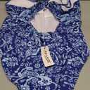 AI'MAGE Women's One Piece Swimsuits Tummy Control Bathing Suits Cutout High Cut Ruched Adjustable Strap Swimwear with O Ring (Navy Blue Floral), Size: XXL