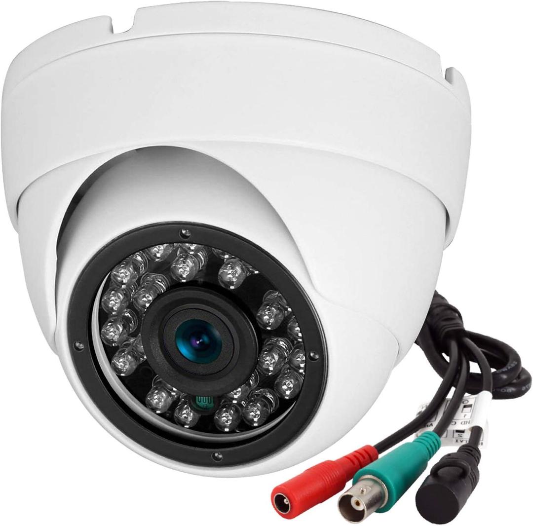 Analog CCTV Camera HD 1080P 4-in-1 (TVI/AHD/CVI/960H Analog) Security Dome Camera Outdoor Metal Housing, 24 IR-LEDs True Day & Night Monitoring 3.6mm Lens (White)