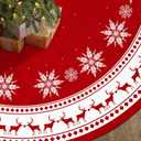 Christmas Tree Skirt 48 inch Large Tree Skirt Snowflake Reindeer Red Xmas Tree Skirt Rustic Christmas Tree Mat Decorations for Winter New Year Holiday Party Decor Indoor Outdoor (Santa, 48inch)
