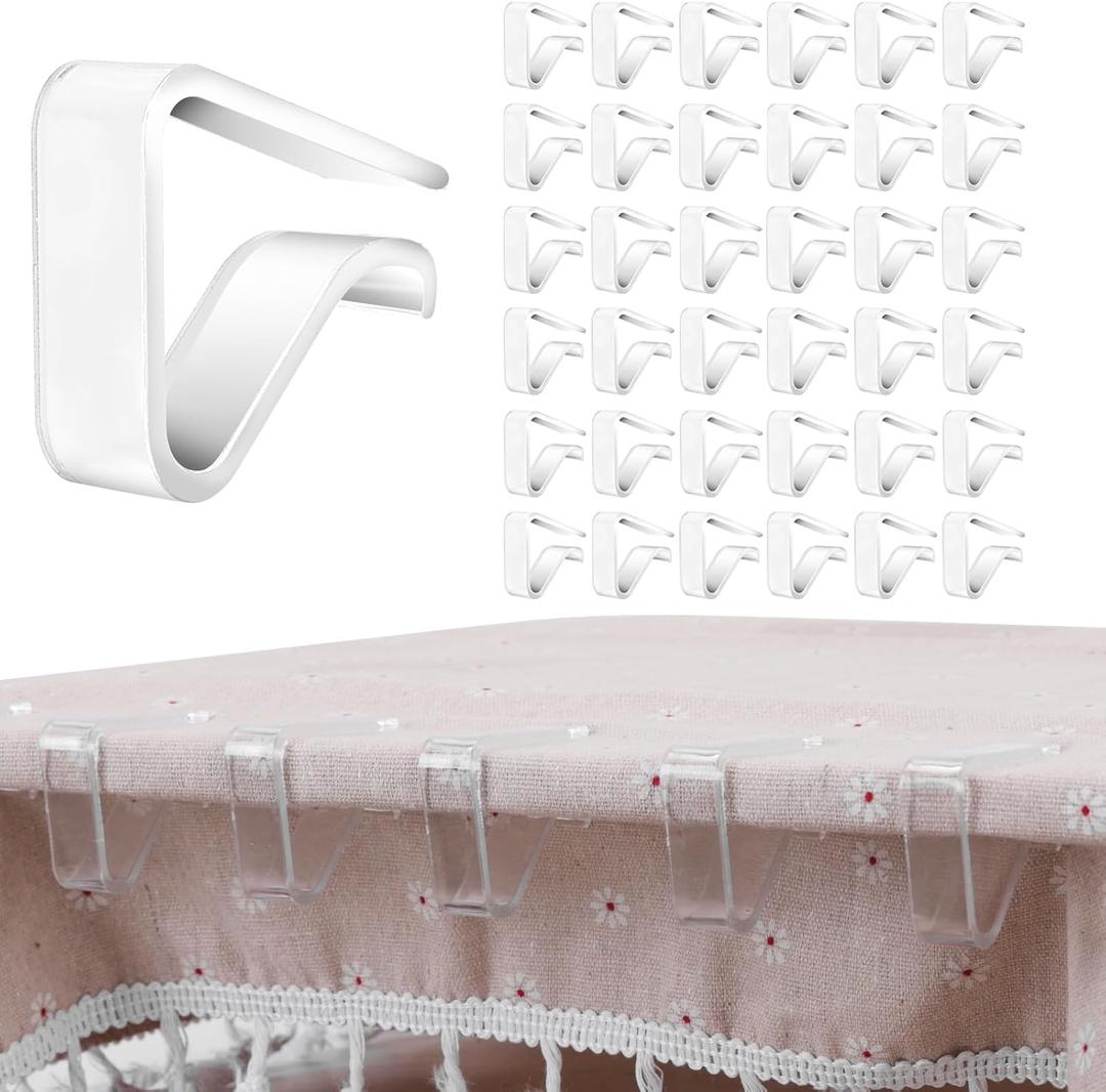 36 Pieces Clear Tablecloth Clips, Durable Plastic Table Cover Holders, Windproof Transparent Clamps for Securing Tablecloths Indoor Outdoor Party, Wedding, Christmas Event, Picnic, Camping(36, Large)