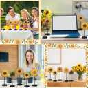 Yousoontic 5 Pcs Summer Wooden Tabletop Decor Freestanding Wood Table Sign Summer Decorations for Home Rustic Tabletop Centerpiece Standing Block Decorations for Farmhouse Office (Sunflower)