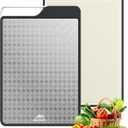 Titanium Cutting Board for Kitchen, Double-Sided Pure Titanium(Checkered Design) & Wheat Straw PP, Food Grade Chopping, Non Toxic, Easy to Clean, 16"11"