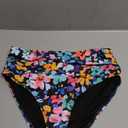 Tempt Me Women's High Waisted Bikini Bottom Tummy Control Ruched Bathing Suit Swim Bottom (Colorful Flower), Medium