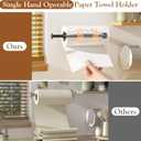 Paper Towel Holder Under Cabinet, Single Hand Operable Wall Mount with Damping Effect, Self-Adhesive or Drilled Paper Roll Holders for Kitchen, Bathroom, RV(2 Towel Robe Hooks)