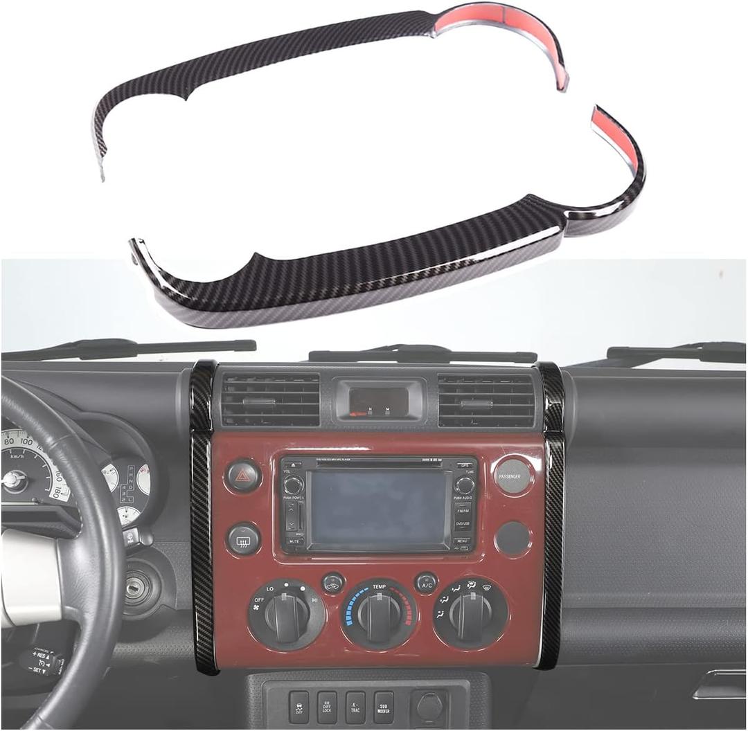 Navigation Side Trim Cover Compatible with Toyota FJ Cruiser 2007-2021, ABS Center Console Dashboard Navigation Side Strip Trim Cover, 2PCS (Carbon Fiber Pattern Black)