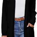 Women's 100% Cotton Lightweight Open Front Cardigans with Pockets Oversized Knit Casual Sweaters Outwear (X-Large, Black)