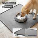 Silicone Pet Feeding Mat, 26x26 Inch Waterproof Dog Bowl Mat Non-Slip, Machine Washable, Thin 0.23 Inch Edge for Messy Eaters, Protects Hardwood & Tile Floors, Dark Grey