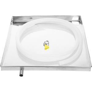 SEWACC Air Conditioner Drip Pan with Water Hose, Unit Drip Tray, Stainless Steel Water Catcher Drain Tray, 15.74 x 15.74 x 1.18 Inch