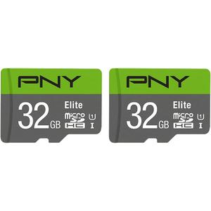 PNY 32GB Elite Class 10 U1 microSDHC Flash Memory Card (Pack of 2-100MB/s Read, Class 10, U1, Full HD, UHS-I, Micro SD (Pack of 1)