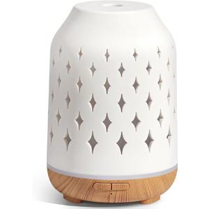 InnoGear Aromatherapy Diffuser, 150ml Ceramic Diffuser Ultrasonic Humidifier Cool Mist Essential Oil Diffusers for Home Air Diffuser with 2 Mist Modes Waterless Auto Off, White