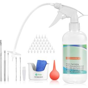 Ear Wax Removal Tool, Ear Cleaning Kits Safe Ear Irrigation Kit Ear Flush Kit for Adults Kid, Ear Wax Washer Device Easy to Operate, Includes Basin, Syringe, Curette Kit, Towel and 40 Disposable Tips