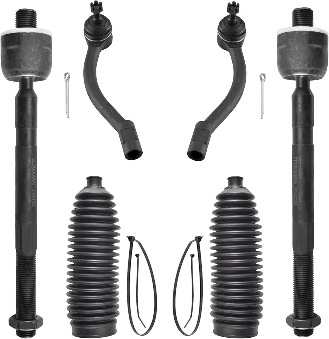 6pcs Front Steering Kit Tie Rod End Inner and Outer and Boots for Hyundai Elantra 2011-2017 and for Hyundai Veloster 2012-2017