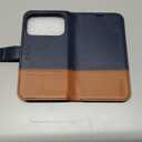 TUCCH Wallet Case for iPhone 17 Pro (6.3") 2025, 4 Card Holders, RFID Blocking, Stand, Shockproof TPU Shell, PU Leather, Magnetic Closure, Protective Flip Folio Cover, Blue & Brown