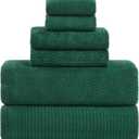 Extra Large Bath Sheets Set 6-Piece, 2 Bath Towels 40x80 Inches, 2 Hand Towels, 2 Washcloths, Soft Absorbent Quick Dry Microfiber Towels for Bathroom Beach Pool Gym Spa, Dark Green