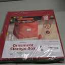 ZOBER Christmas Ornament Storage Box - Stores 64 3" Ornaments, With Dividers - Ornament Organizer Storage Box, Durable Christmas Containers Holder, Dual Zipper - Red