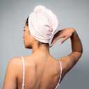 Tee Shirt Drying Wrap, Frizz Free, Soft & Lightweight&Flexible, Hair Drying Turban, Gentle Drying Towel Wrap with Button, for Long Hair (Pink)