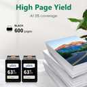 WIZINK 63XL 63 XL Black Higher Yield Ink Cartridges Replacement for HP Ink 63 for Envy 4510 4520 4512 OfficeJet 3830 4650 5200 Deskjet 1112 2132 3630 (2black)