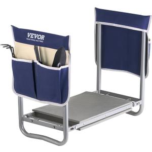 VEVOR Garden Kneeler and Seat Heavy Duty, Portable Garden Stool with 11'' EVA Kneeling Pad and 2 Tool Bags, Folding Garden Bench to Relieve Knee & Back Pain, Great Gifts for Seniors, Family Gardeners (Blue)