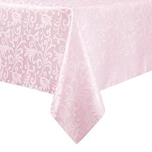 HommxJF Scroll Damask Jacquard Rectangle Light Pink Tablecloth 60"x102"，Wipeable Table Cover for Dining Table, Buffet Parties and Camping