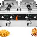 VEVOR Commercial Deep Fryer, 2 x 9Qt / 8.5L Double Oil Fryer with 2 Baskets, 1mm Thickened Stainless Steel, Dual Tank 3500W Electric Countertop Fryer Time & Temp Control, for Kitchen Restaurant Use