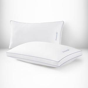 Thomasville 100% Cotton Herringbone Bed Pillow with Supportive Gusset for Side, Back and Stomach Sleepers, Pack of 1, Standard/Queen Size Pillows 18"x26"