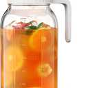64oz Glass Pitcher, 2 Quart Mason Jar Pitcher with Lid and Spout | Wide Mouth | Airtight | Leakproof | Glass Water Jug for Juice, Sun Iced Tea, Cold Brew Coffee, Milk Storage, White