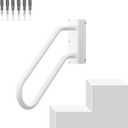 Hand Rails for Outdoor 1-2 Steps, Indoor Stairs, Bathroom, Wall Mount Non-Slip U-Shape Stair Hand Railing White Left 1 Pack