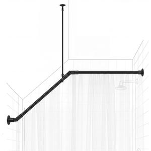39" x 39" Sloped Ceiling Shower Rod, Corner Shower Curtain Rod for Angled Slanted Sloped Ceilings Rust Resistant Alloy for Bathtub and Bathroom (Black)