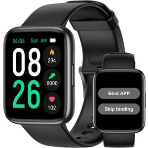 Pedometer Watch Senior Friendly No App/Phone Required, Waterproof Fitness Tracker Watch with Step Counter Calories/Sleep Tracker for Walking Running for Men Women (Black)